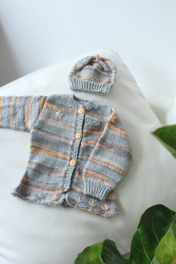 Kinder Strickwesten-Set in Grau, Lila und Orange für Kinder