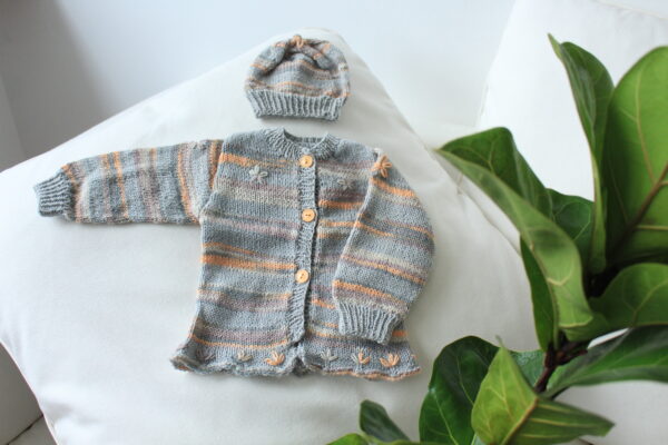 Kinder Strickwesten-Set in Grau, Lila und Orange für Kinder - Image 6