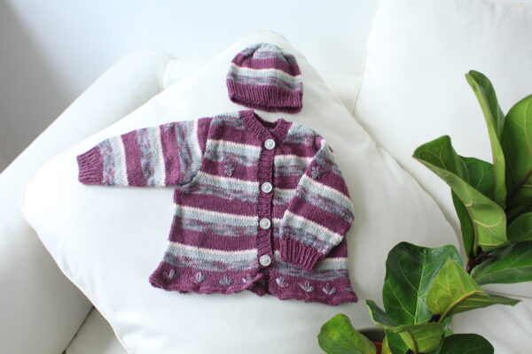 Kinder Strickwesten-Set in Lila, Blau und Weiß für Kinder - Image 6