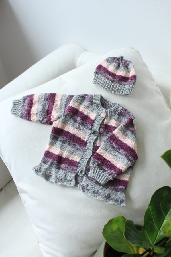 Kinder Strickwesten-Set in Grau, Lila und Rosa für Kinder