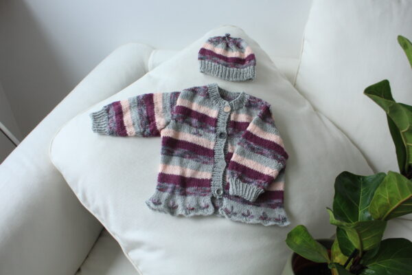Kinder Strickwesten-Set in Grau, Lila und Rosa für Kinder - Image 3