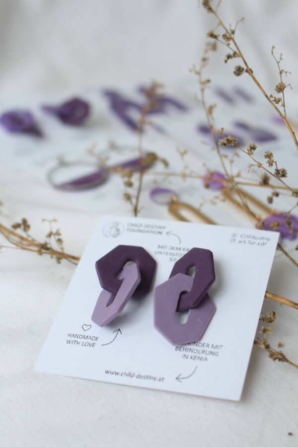 Ohrstecker: Knoten, lila