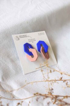 Ohrstecker: Knoten, blau - rosa