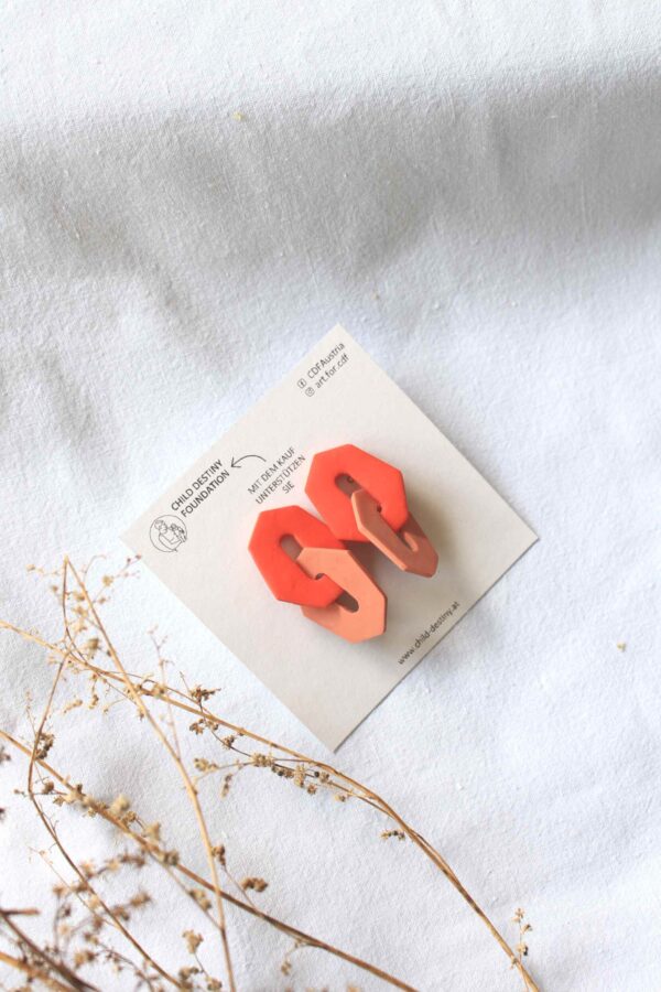 Ohrstecker: Knoten, hellorange - orange