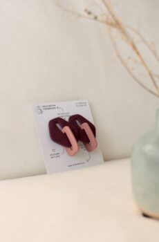 Ohrstecker: Knoten, rot-rosa