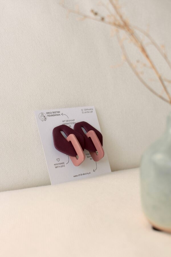 Ohrstecker: Knoten, rot-rosa