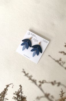 Blattförmige Ohrringe – Blau | Handgemacht