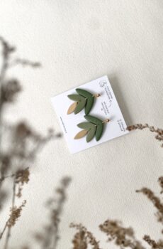 Blattförmige Ohrringe – Grün | Handgemacht