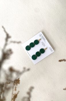 Handgemachte Kreis-Statement-Ohrringe – Dunkelgrün