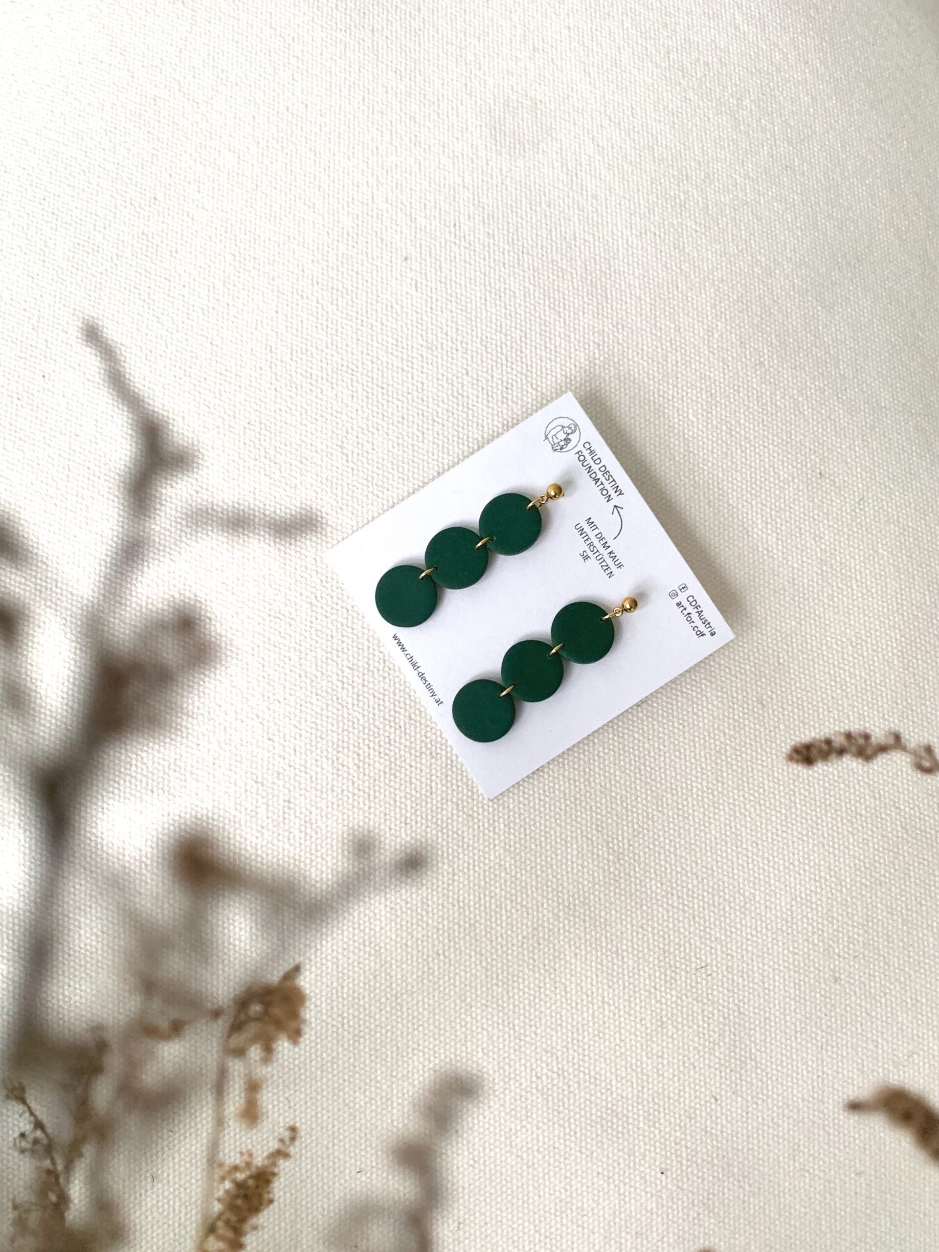 Handgemachte Kreis-Statement-Ohrringe – Dunkelgrün